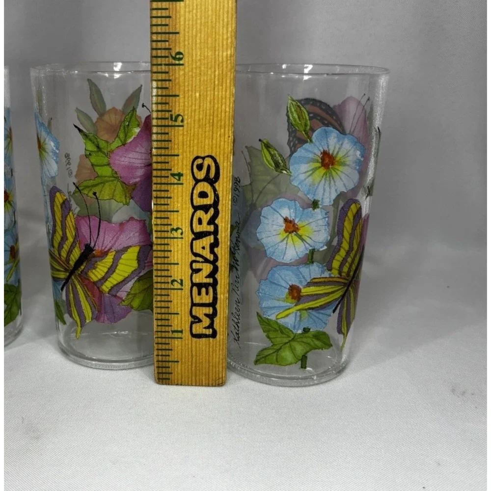 1998 KATHLEEN PARR MCKENNA SERVING TRAY, PITCHER, CUPS- FLOWERS‎ BUTTERFLY